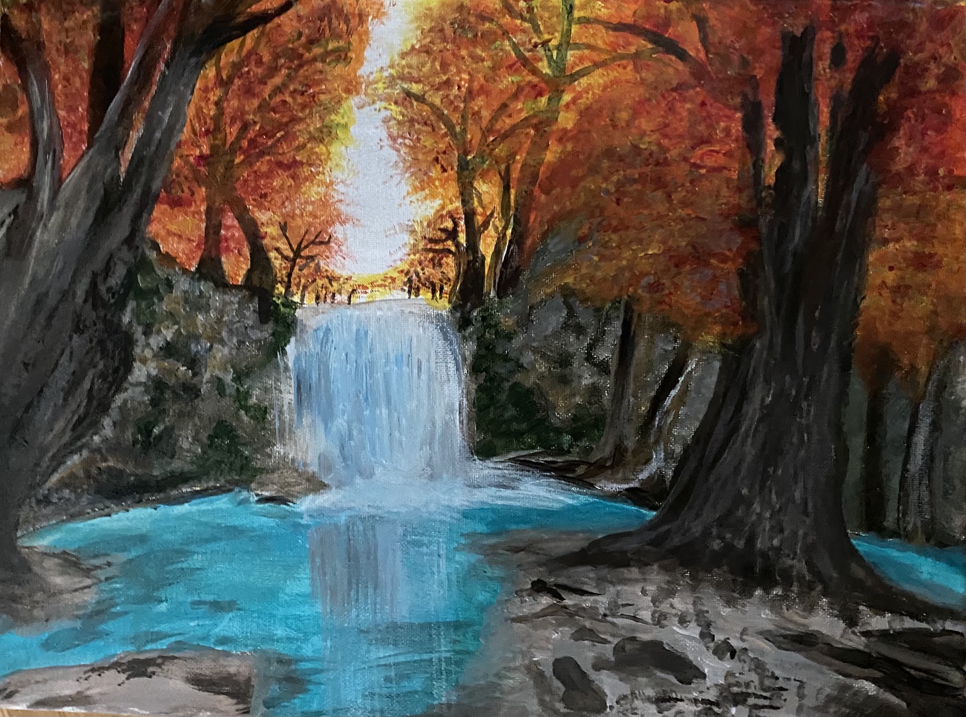 A painting of a Waterfall by Efuah Faler